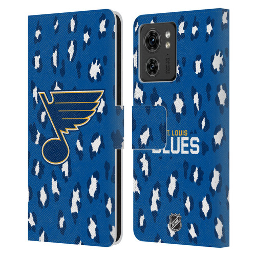 NHL St Louis Blues Leopard Patten Leather Book Wallet Case Cover For Motorola Moto Edge 40