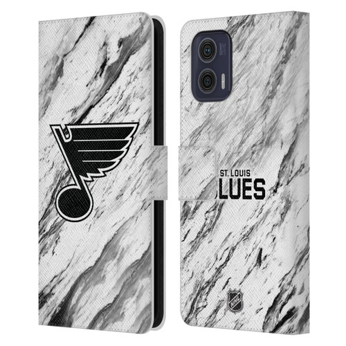 NHL St Louis Blues Marble Leather Book Wallet Case Cover For Motorola Moto G73 5G
