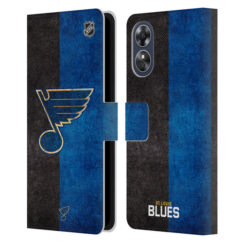 NHL St Louis Blues Half Distressed Leather Book Wallet Case Cover For OPPO A17
