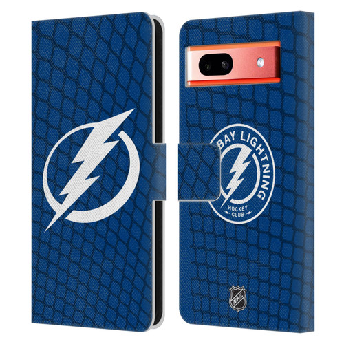 NHL Tampa Bay Lightning Net Pattern Leather Book Wallet Case Cover For Google Pixel 7a