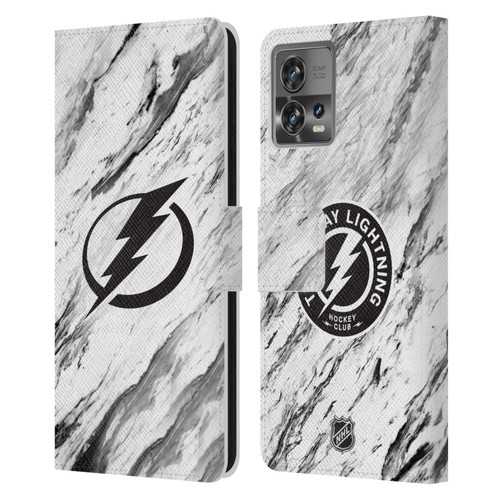 NHL Tampa Bay Lightning Marble Leather Book Wallet Case Cover For Motorola Moto Edge 30 Fusion