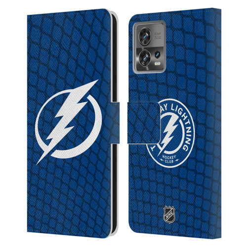 NHL Tampa Bay Lightning Net Pattern Leather Book Wallet Case Cover For Motorola Moto Edge 30 Fusion