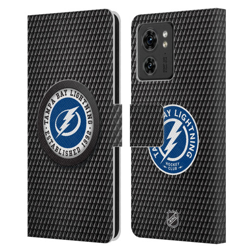 NHL Tampa Bay Lightning Puck Texture Leather Book Wallet Case Cover For Motorola Moto Edge 40
