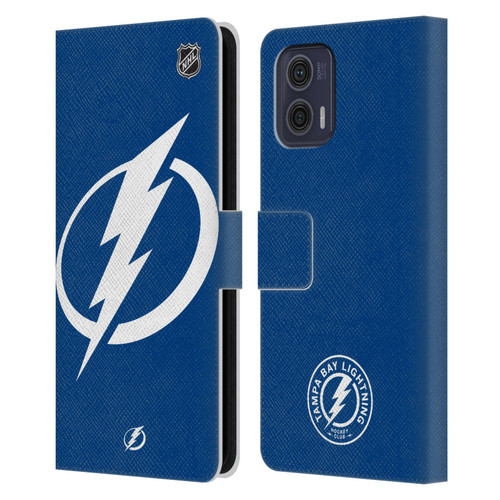 NHL Tampa Bay Lightning Oversized Leather Book Wallet Case Cover For Motorola Moto G73 5G