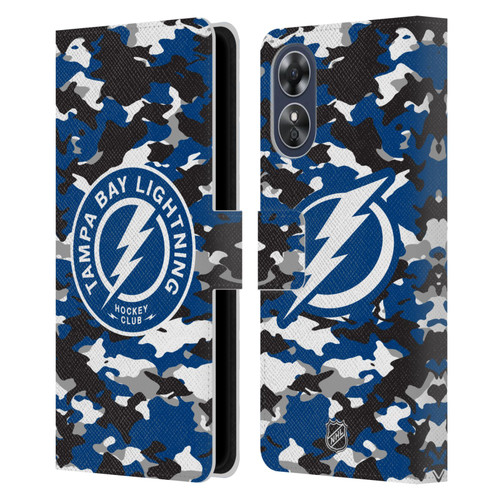 NHL Tampa Bay Lightning Camouflage Leather Book Wallet Case Cover For OPPO A17