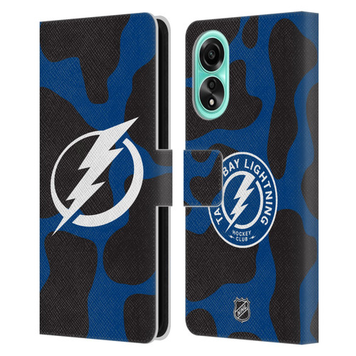 NHL Tampa Bay Lightning Cow Pattern Leather Book Wallet Case Cover For OPPO A78 4G