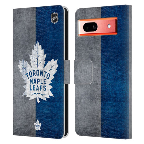 NHL Toronto Maple Leafs Half Distressed Leather Book Wallet Case Cover For Google Pixel 7a
