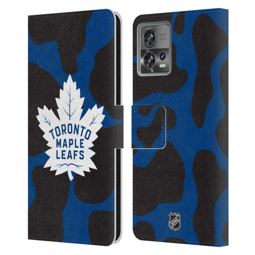 NHL Toronto Maple Leafs Cow Pattern Leather Book Wallet Case Cover For Motorola Moto Edge 30 Fusion