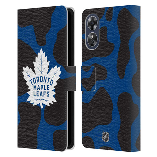 NHL Toronto Maple Leafs Cow Pattern Leather Book Wallet Case Cover For OPPO A17
