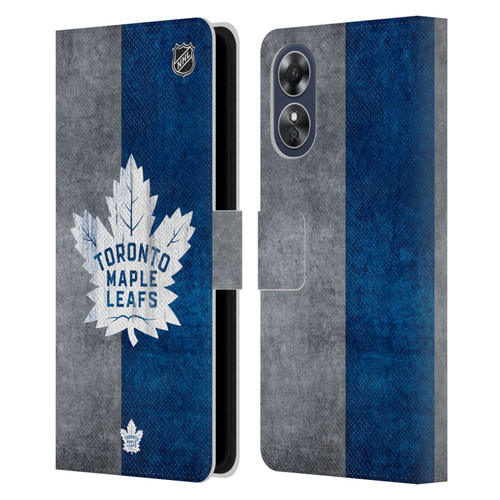 NHL Toronto Maple Leafs Half Distressed Leather Book Wallet Case Cover For OPPO A17