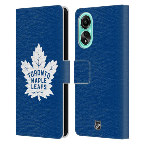 NHL Toronto Maple Leafs Plain Leather Book Wallet Case Cover For OPPO A78 4G