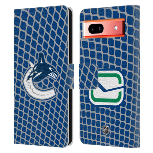 NHL Vancouver Canucks Net Pattern Leather Book Wallet Case Cover For Google Pixel 7a