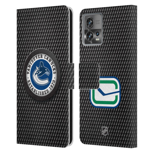 NHL Vancouver Canucks Puck Texture Leather Book Wallet Case Cover For Motorola Moto Edge 30 Fusion