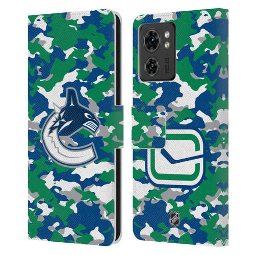 NHL Vancouver Canucks Camouflage Leather Book Wallet Case Cover For Motorola Moto Edge 40