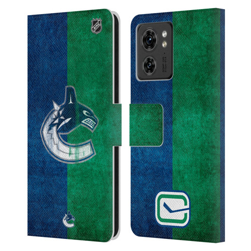 NHL Vancouver Canucks Half Distressed Leather Book Wallet Case Cover For Motorola Moto Edge 40