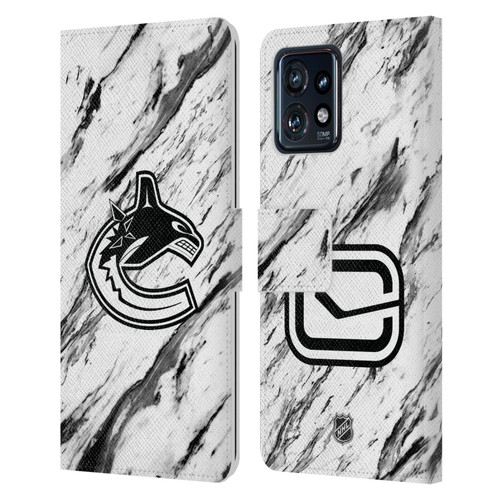 NHL Vancouver Canucks Marble Leather Book Wallet Case Cover For Motorola Moto Edge 40 Pro