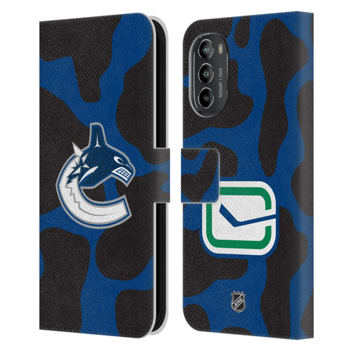 NHL Vancouver Canucks Cow Pattern Leather Book Wallet Case Cover For Motorola Moto G82 5G