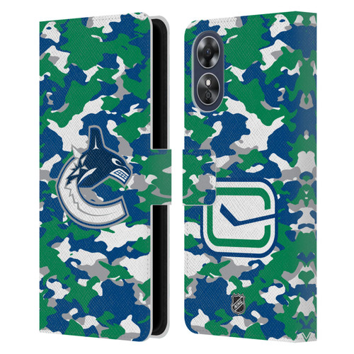 NHL Vancouver Canucks Camouflage Leather Book Wallet Case Cover For OPPO A17