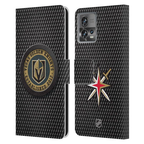 NHL Vegas Golden Knights Puck Texture Leather Book Wallet Case Cover For Motorola Moto Edge 30 Fusion