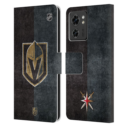 NHL Vegas Golden Knights Half Distressed Leather Book Wallet Case Cover For Motorola Moto Edge 40