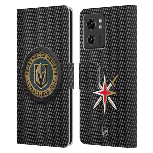 NHL Vegas Golden Knights Puck Texture Leather Book Wallet Case Cover For Motorola Moto Edge 40