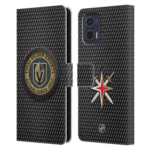 NHL Vegas Golden Knights Puck Texture Leather Book Wallet Case Cover For Motorola Moto G73 5G