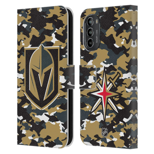 NHL Vegas Golden Knights Camouflage Leather Book Wallet Case Cover For Motorola Moto G82 5G