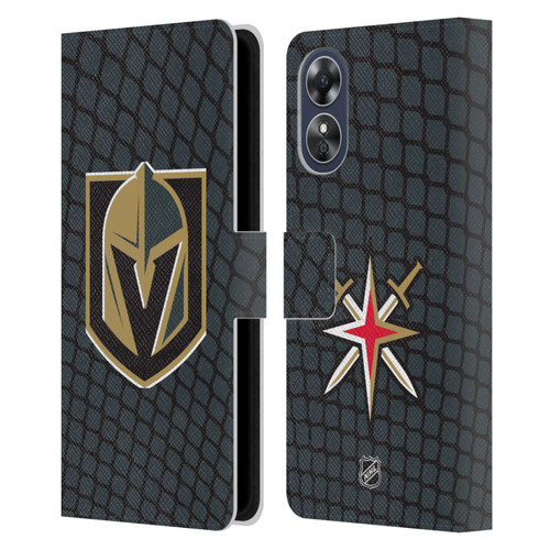 NHL Vegas Golden Knights Net Pattern Leather Book Wallet Case Cover For OPPO A17