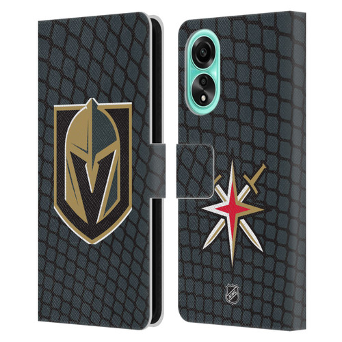 NHL Vegas Golden Knights Net Pattern Leather Book Wallet Case Cover For OPPO A78 4G