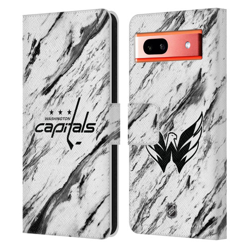 NHL Washington Capitals Marble Leather Book Wallet Case Cover For Google Pixel 7a