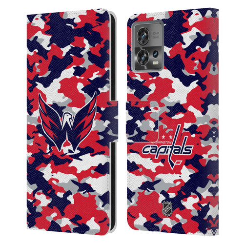 NHL Washington Capitals Camouflage Leather Book Wallet Case Cover For Motorola Moto Edge 30 Fusion