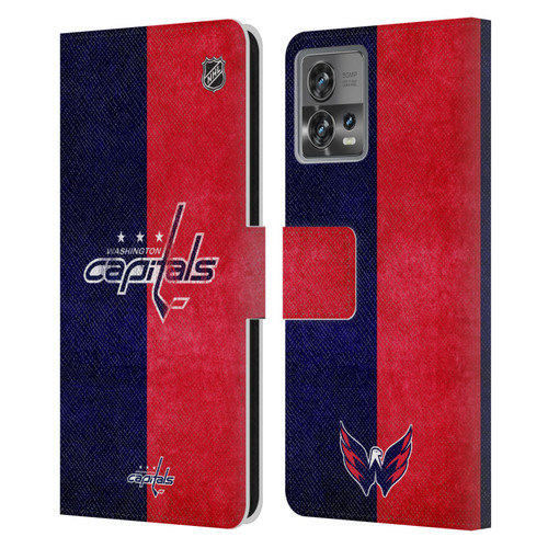 NHL Washington Capitals Half Distressed Leather Book Wallet Case Cover For Motorola Moto Edge 30 Fusion