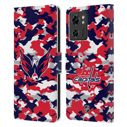 NHL Washington Capitals Camouflage Leather Book Wallet Case Cover For Motorola Moto Edge 40/Edge (2023)