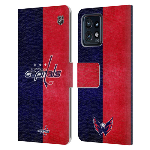 NHL Washington Capitals Half Distressed Leather Book Wallet Case Cover For Motorola Moto Edge 40 Pro/Plus 2023