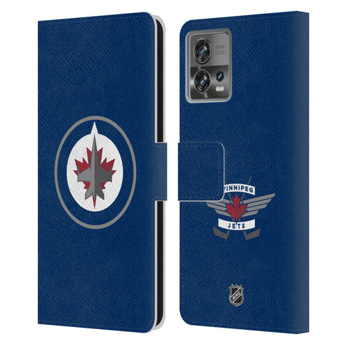 NHL Winnipeg Jets Plain Leather Book Wallet Case Cover For Motorola Moto Edge 30 Fusion