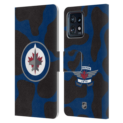 NHL Winnipeg Jets Cow Pattern Leather Book Wallet Case Cover For Motorola Moto Edge 40 Pro/Plus 2023
