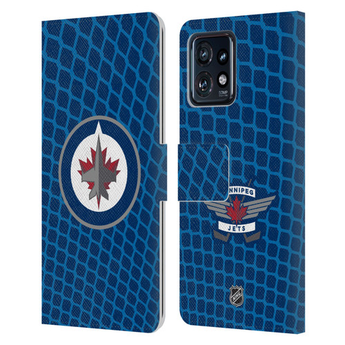 NHL Winnipeg Jets Net Pattern Leather Book Wallet Case Cover For Motorola Moto Edge 40 Pro