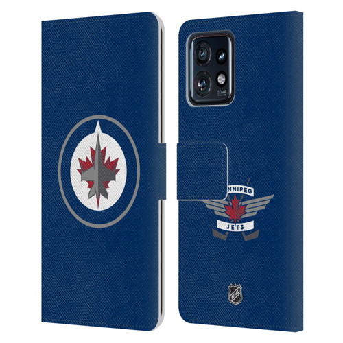 NHL Winnipeg Jets Plain Leather Book Wallet Case Cover For Motorola Moto Edge 40 Pro