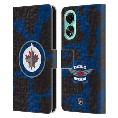 NHL Winnipeg Jets Cow Pattern Leather Book Wallet Case Cover For OPPO A78 4G