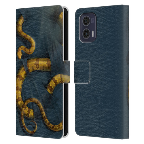 Vincent Hie Animals Snake Leather Book Wallet Case Cover For Motorola Moto G73 5G