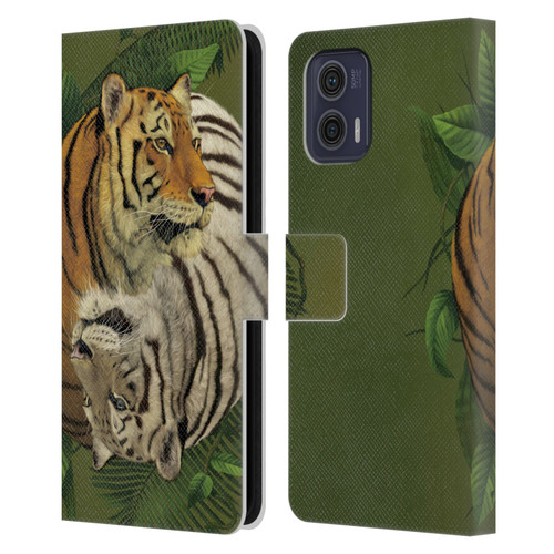 Vincent Hie Animals Tiger Yin Yang Leather Book Wallet Case Cover For Motorola Moto G73 5G