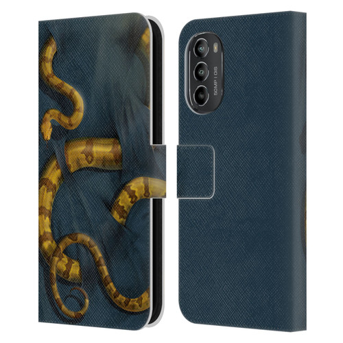 Vincent Hie Animals Snake Leather Book Wallet Case Cover For Motorola Moto G82 5G