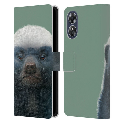 Vincent Hie Animals Honey Badger Leather Book Wallet Case Cover For OPPO A17