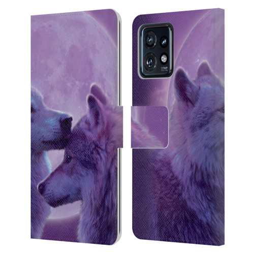 Vincent Hie Canidae Loving Wolves Leather Book Wallet Case Cover For Motorola Moto Edge 40 Pro