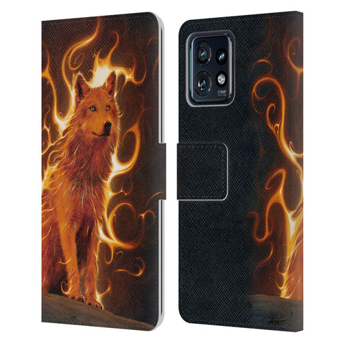 Vincent Hie Canidae Wolf Phoenix Leather Book Wallet Case Cover For Motorola Moto Edge 40 Pro