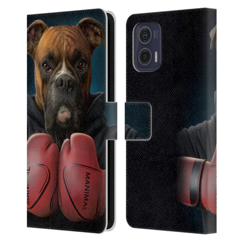 Vincent Hie Canidae Boxer Leather Book Wallet Case Cover For Motorola Moto G73 5G