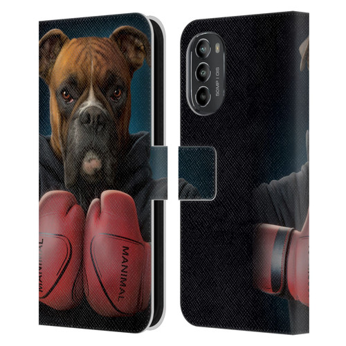 Vincent Hie Canidae Boxer Leather Book Wallet Case Cover For Motorola Moto G82 5G