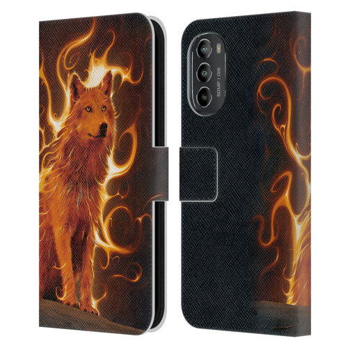 Vincent Hie Canidae Wolf Phoenix Leather Book Wallet Case Cover For Motorola Moto G82 5G