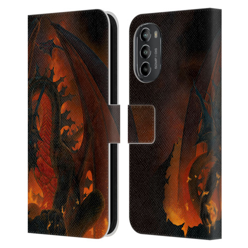 Vincent Hie Dragons 2 Fireball Leather Book Wallet Case Cover For Motorola Moto G82 5G