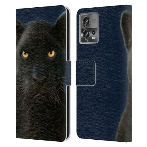 Vincent Hie Felidae Dark Panther Leather Book Wallet Case Cover For Motorola Moto Edge 30 Fusion